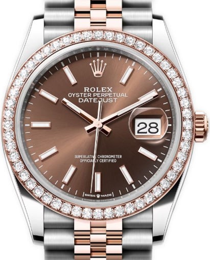 Rolex Datejust Stainless Steel & 18K Rose Gold & Diamonds Lady's Watch, 126281rbr-0031